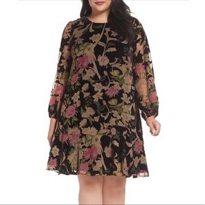 WORN ONCE! Eliza J Floral Burnout Velvet Shift Dress